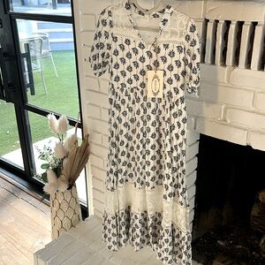 NWT Joyfolie Mia Joy Blue leaf dress